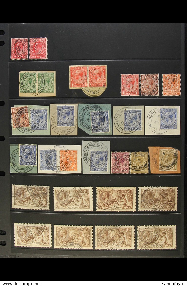 BRITISH POST OFFICES IN CONSTANTINOPLE 1902-1921 POSTMARKS COLLECTION Presented On A Pair Of Stock Pages. Includes An "o - British Levant