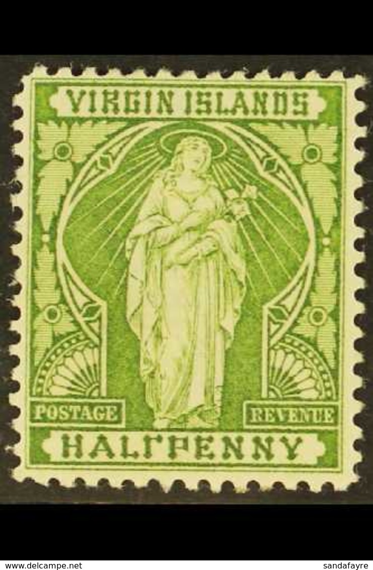 1899 ½d Yellow Green, Variety "HAL7PENNY", SG 43b, Fine Mint. For More Images, Please Visit Http://www.sandafayre.com/it - British Virgin Islands