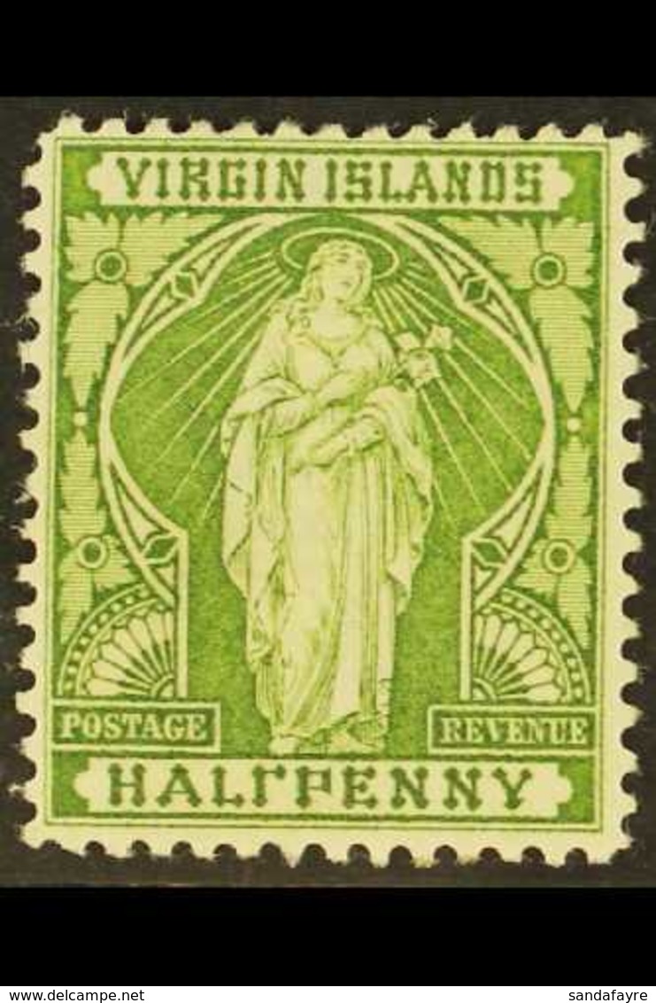 1899 ½d Yellow Green, Variety "HAL7PENNY", SG 43b, Fine Mint. For More Images, Please Visit Http://www.sandafayre.com/it - Britse Maagdeneilanden