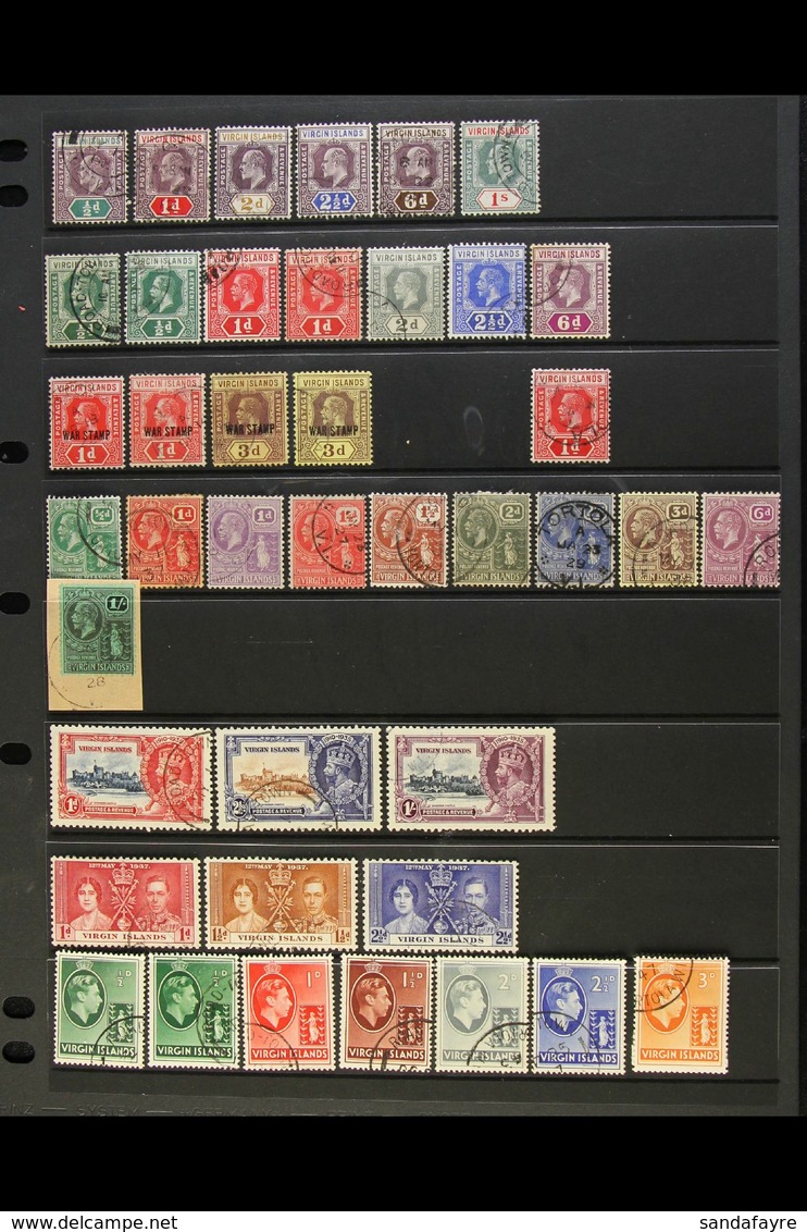 1904-1952 FINE USED COLLECTION On Stock Pages, ALL DIFFERENT, Inc 1913-19 Set To 2½d & 6d, 1916-19 3d "War Tax" Opts (x2 - British Virgin Islands