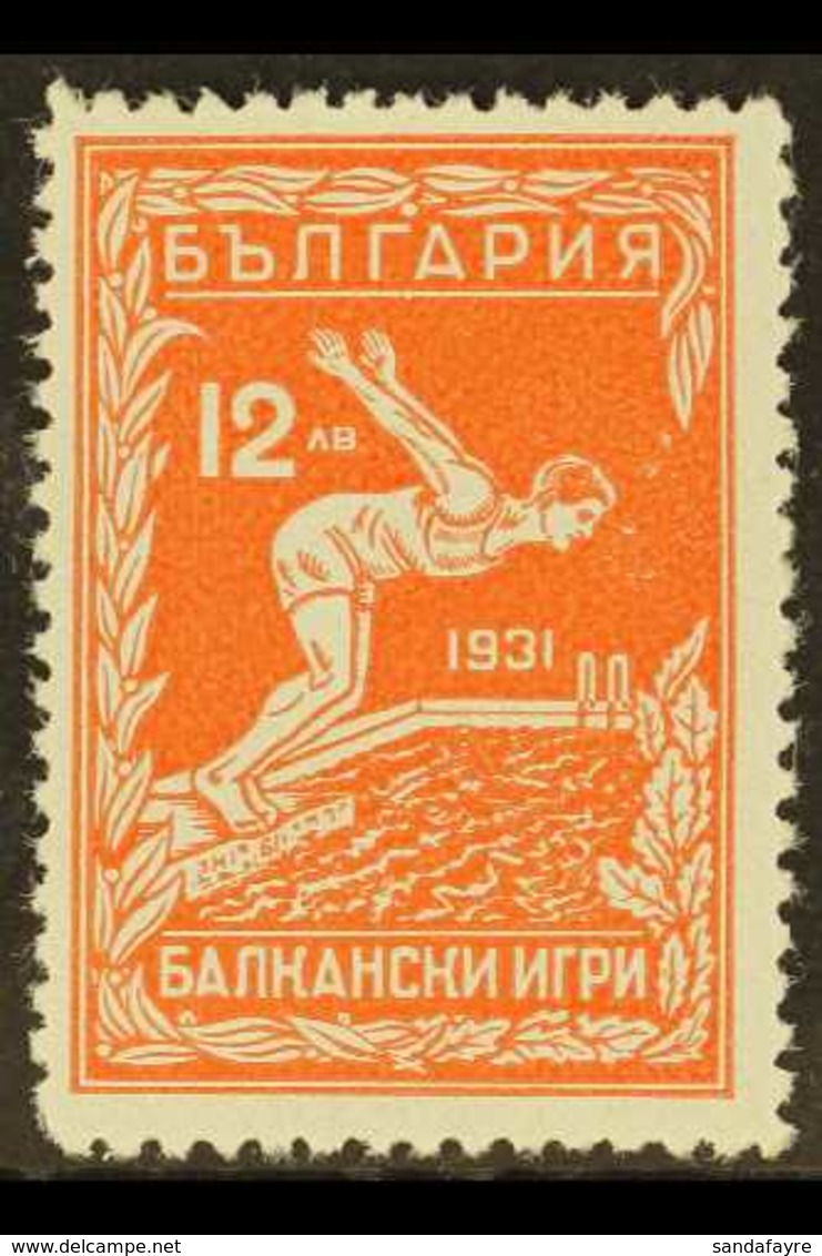 1933 12L Orange-vermilion Balkan Olympic Games (Michel 257, SG 331), Very Fine Mint, Fresh. For More Images, Please Visi - Other & Unclassified