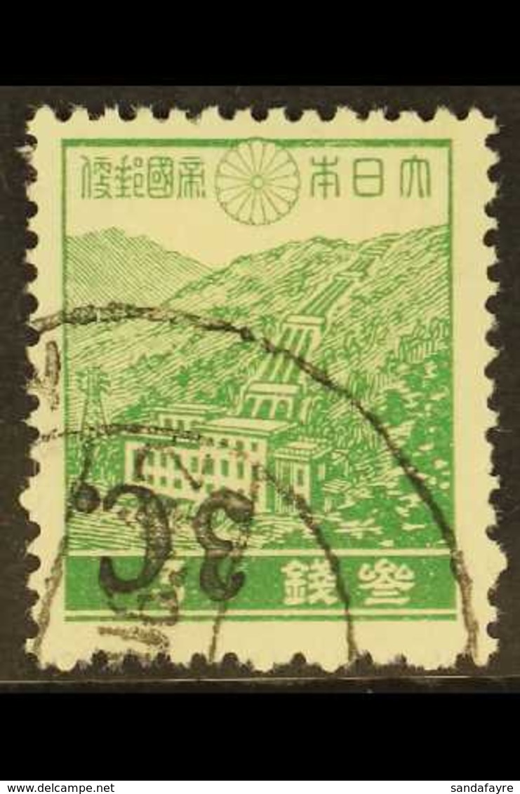 JAPANESE OCCUPATION 1942 3c On 3s Green, Power Station, Variety "surcharge Inverted", SG J67b, Superb Used. For More Ima - Burma (...-1947)