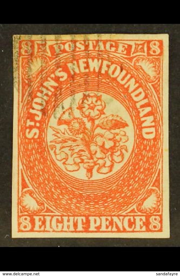 1857 8d Scarlet Vermilion, SG 8, Superb Used With Good Even Margins All Round, Bright Colour And Neat Barred Oval Cancel - Other & Unclassified