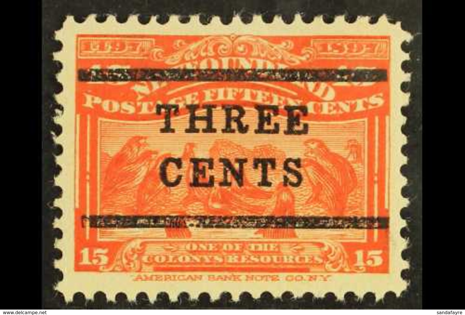 1920 3c On 15c Bright Scarlet, Bars In Surcharge 10.5mm Apart, SG 145, Fine Mint. For More Images, Please Visit Http://w - Other & Unclassified
