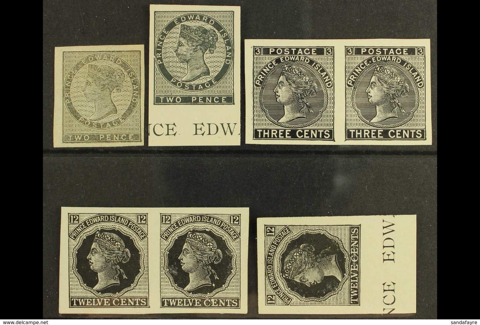1861 - 1872 PLATE PROOFS. A Group Of Imperf Plate Proofs In Black, Includes The 1861 2d In Grey On India Paper, Then The - Sonstige & Ohne Zuordnung