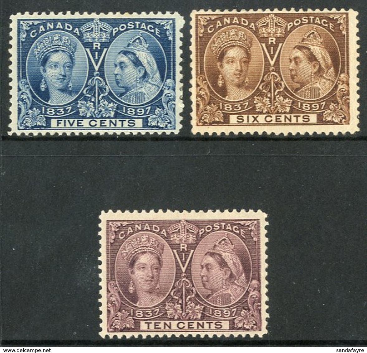 1897 5c Blue, 6c Brown & 10c Purple 'Jubilee' Issues, SG 128/9 & 131, Fine Mint, Small Gum Thin To 6c. (3 Stamps) For Mo - Autres & Non Classés
