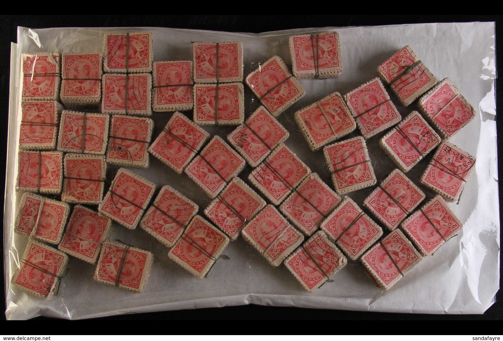 1903 KEVII 2c Rose-carmines (SG 176/77, Scott/Unitrade 90) In Used BUNDLES OF 100 STAMPS, Assembled Back In The Days Whe - Andere & Zonder Classificatie
