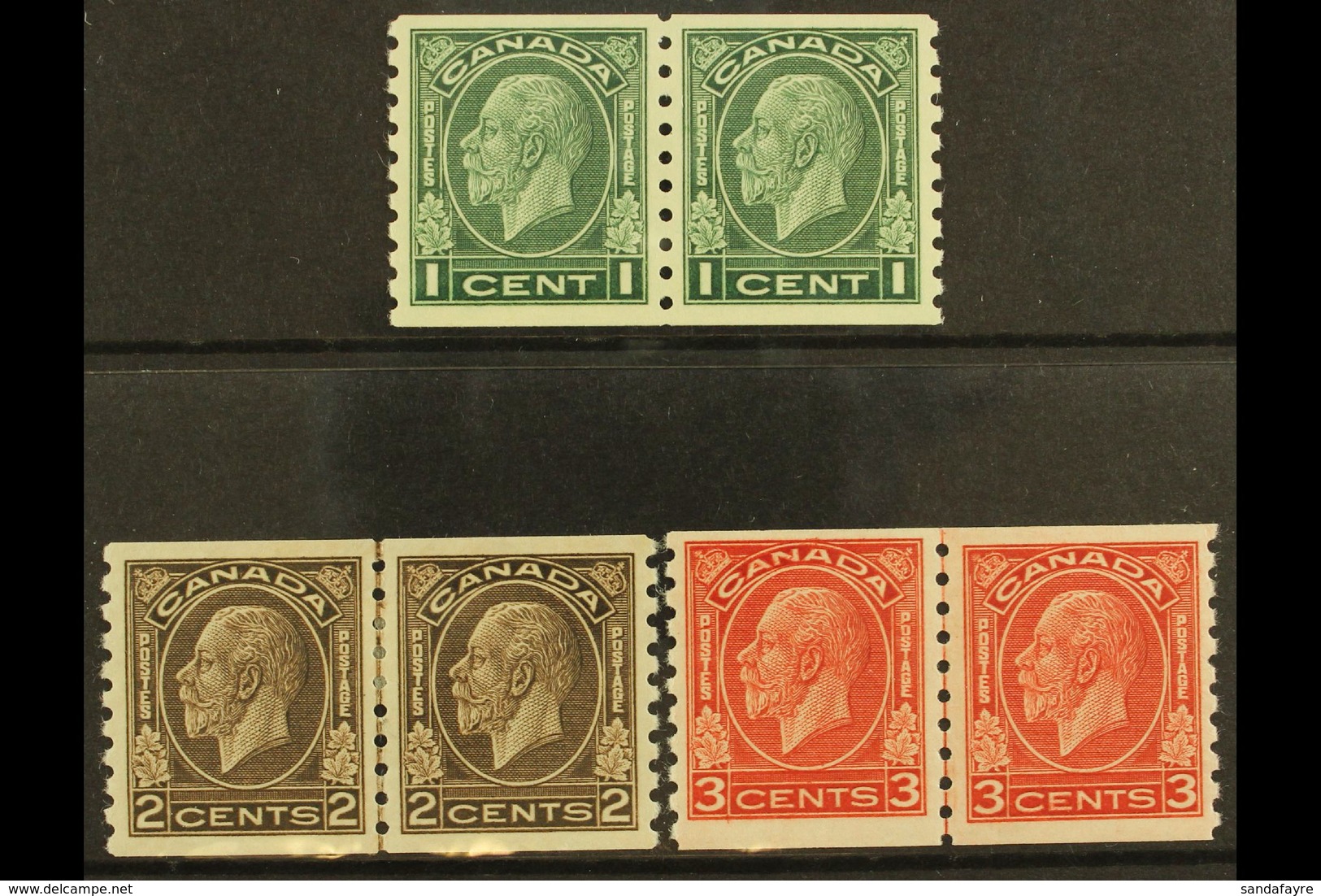 1932-33 Coil Stamps Imperf X Perf 8½ Complete Set, SG 326/28, Fine Mint (1c & 3c Are NHM) Horiz PAIRS, Very Fresh. 93 Pa - Other & Unclassified