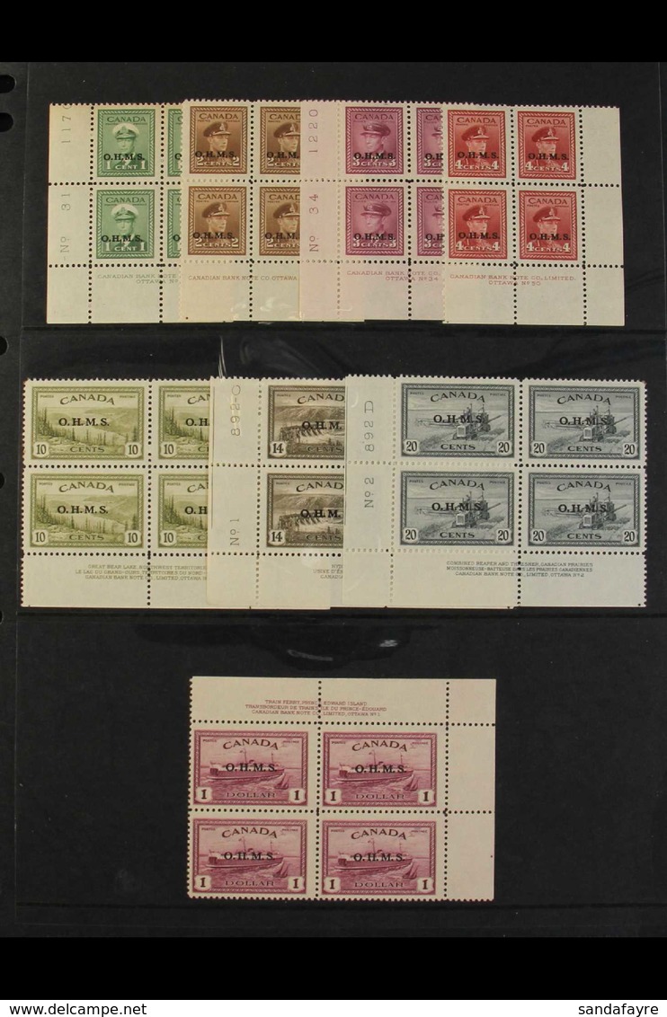 OFFICIALS 1949 1c To 4c War Effort, Plus 10c, 14c, 20c, And $1 Peace Re-conversion Issues With Type O3 "O.H.M.S." Overpr - Andere & Zonder Classificatie