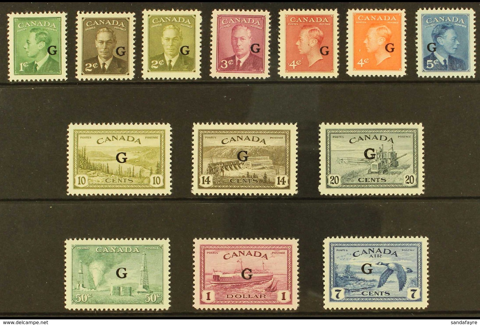 OFFICIALS 1950-2 Complete Set With "G" Overprints, SG O178/90, 2c Olive-green & 4c Vermilion Lightly Hinged, Otherwise N - Other & Unclassified