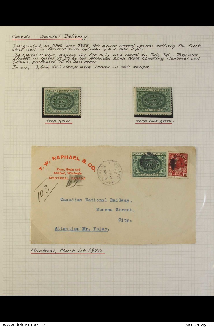 SPECIAL DELIVERY POSTAL HISTORY GROUP 1898-1920 10c Blue-green Or Deep Green Labels, SG S1/2, Used On A Range Of Covers  - Andere & Zonder Classificatie