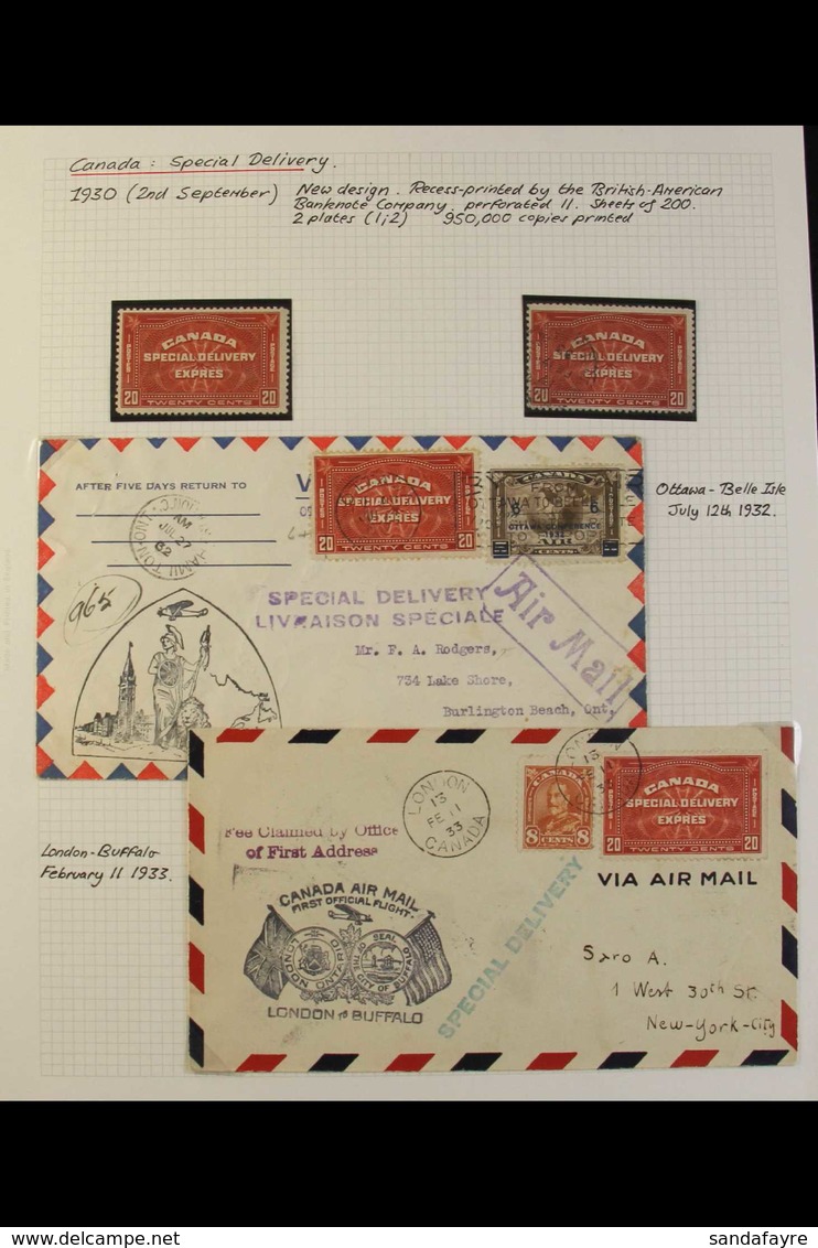 SPECIAL DELIVERY POSTAL HISTORY GROUP 1930 20c Brown-red Label, SG S65, Used On A Range Of Covers Between 1931/4, All Wi - Andere & Zonder Classificatie