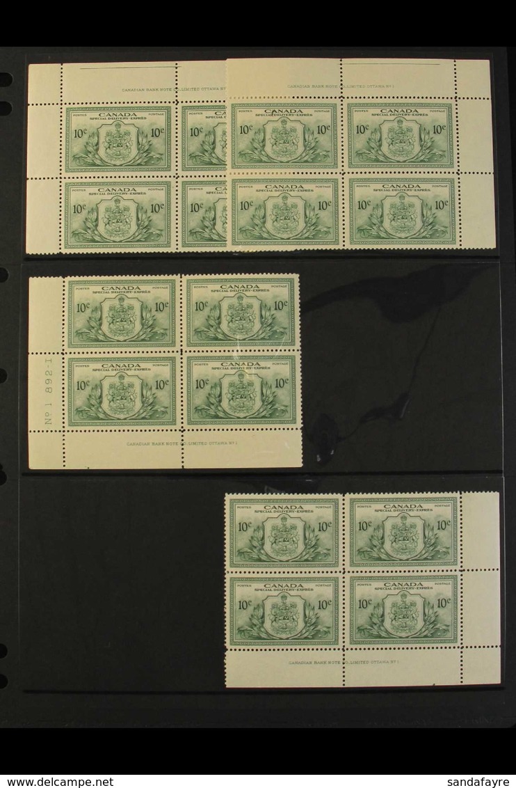 SPECIAL DELIVERY 1946 10c Green, PLATE BLOCKS Of FOUR / ALL FOUR CORNERS Of The Sheet, SG S15, Top Blocks Hinged Once, L - Andere & Zonder Classificatie