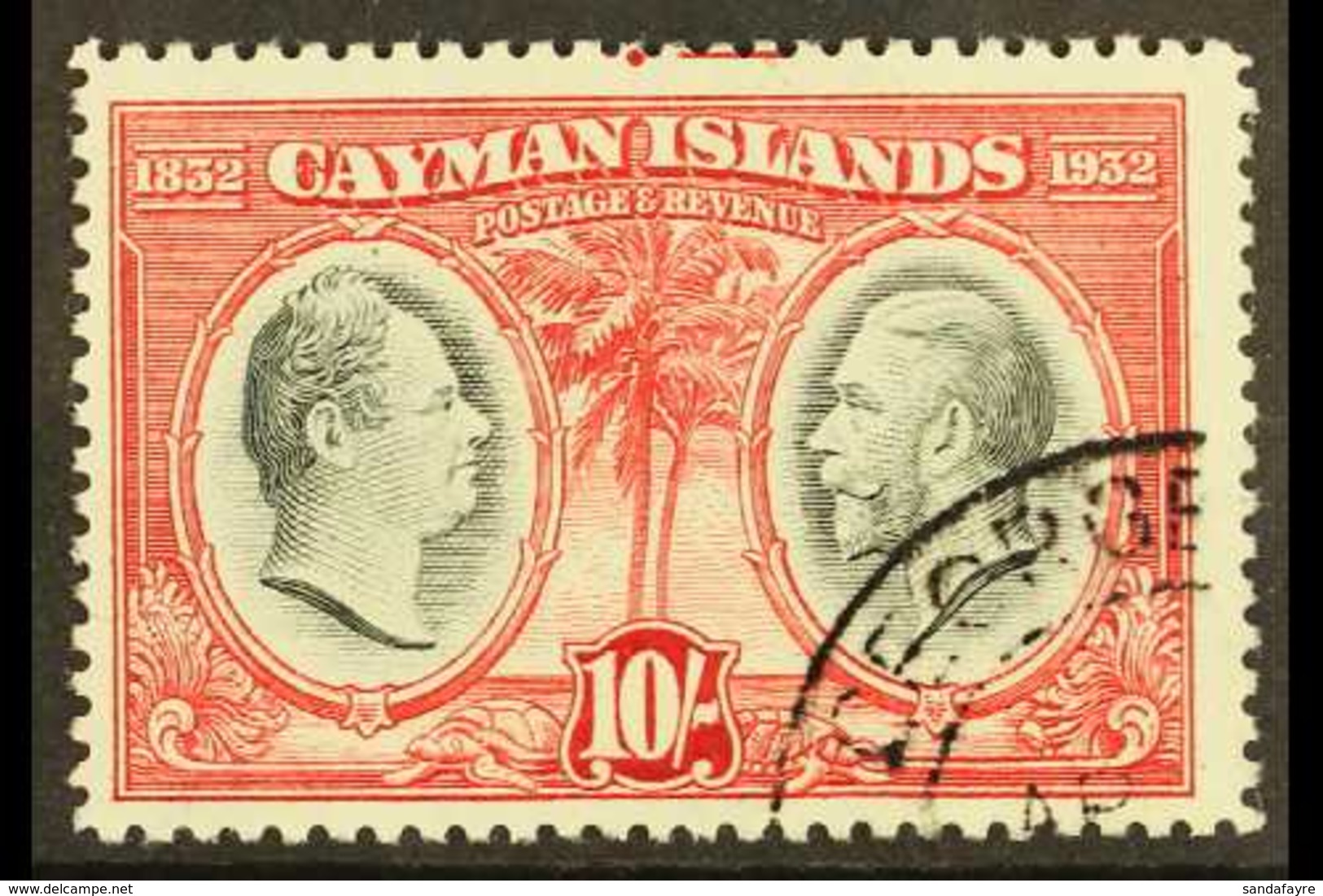 1932 10s Black And Claret Centenary, SG 95, Very Fine Used. For More Images, Please Visit Http://www.sandafayre.com/item - Kaaiman Eilanden