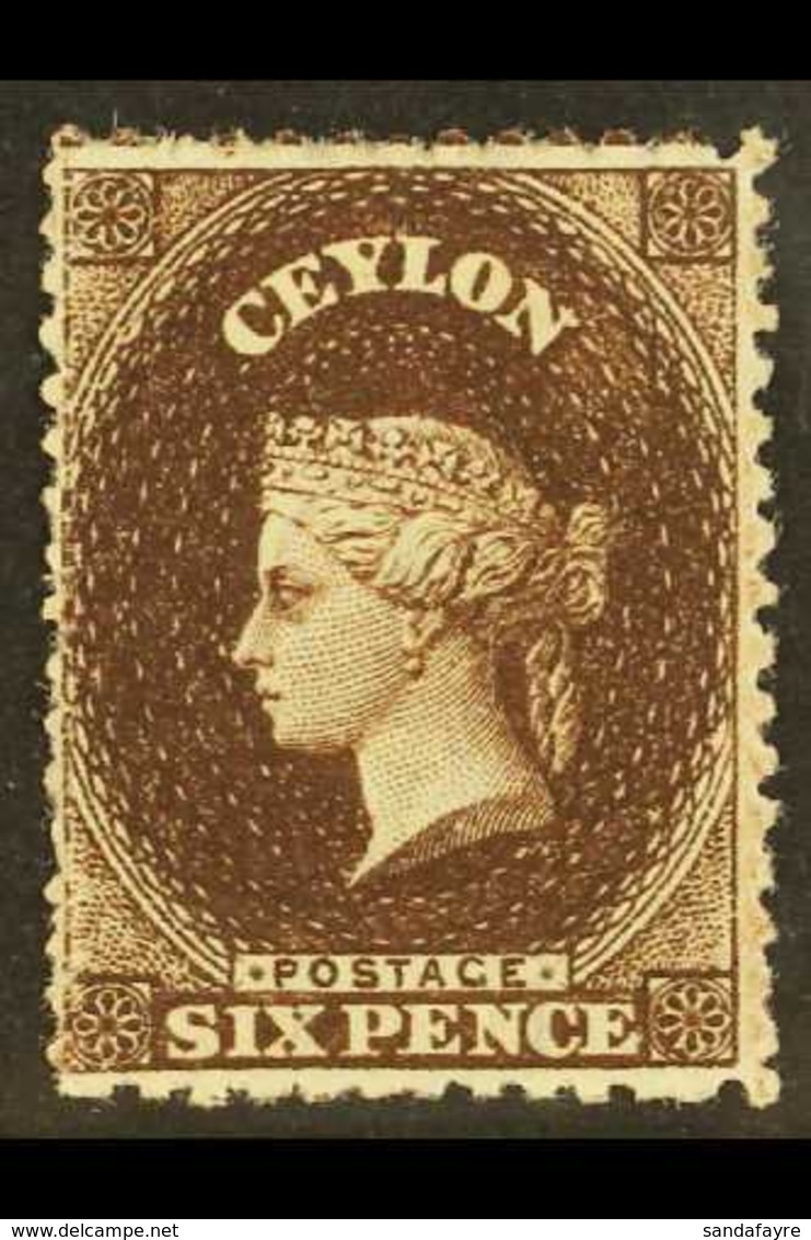 1867-70 6d Deep Brown, Smaller Wmk Crown CC, SG 67, Fine Mint. For More Images, Please Visit Http://www.sandafayre.com/i - Ceylon (...-1947)