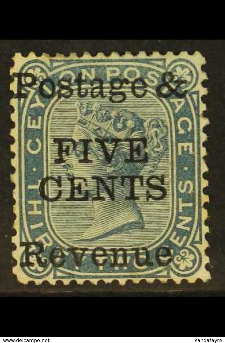 1885 5c On 32c Slate, CC Wmk, Perf 14 X 12½, SG 172 Mint With Part OG For More Images, Please Visit Http://www.sandafayr - Ceylon (...-1947)