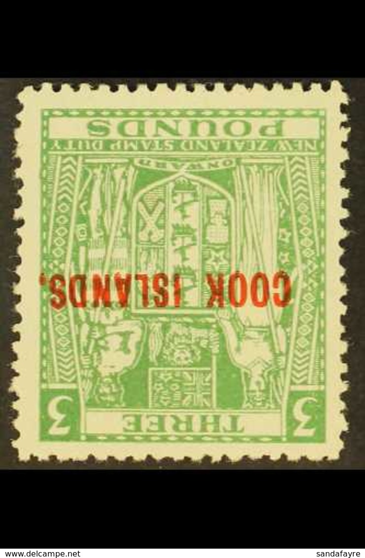 1943-54 £3 Green Overprint With Watermark Inverted, SG 135w, Never Hinged Mint. For More Images, Please Visit Http://www - Cook Islands