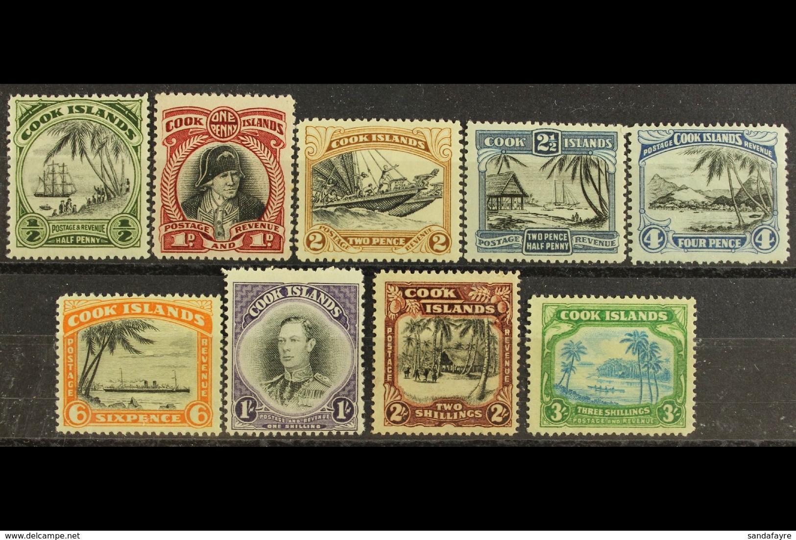 1944-46 Pictorial Set, SG 137/45, Fine Mint (9 Stamps) For More Images, Please Visit Http://www.sandafayre.com/itemdetai - Cookeilanden