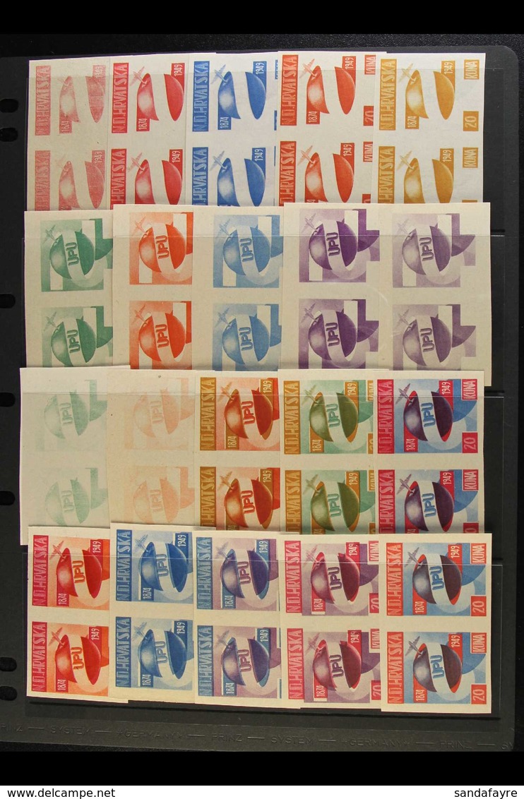 1949 EXILE ISSUES An Attractive Collection Of IMPERF PROOF PAIRS Printed In Various Colours On Ungummed Greyish Paper, U - Kroatië