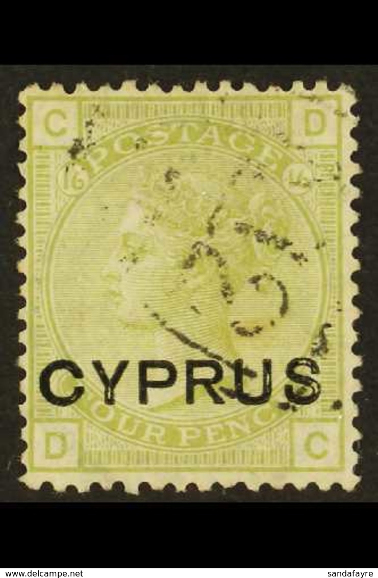 1880 4d Sage Green, Plate 16, Opt'd "CYPRUS", SG 4, Fine Used For More Images, Please Visit Http://www.sandafayre.com/it - Andere & Zonder Classificatie