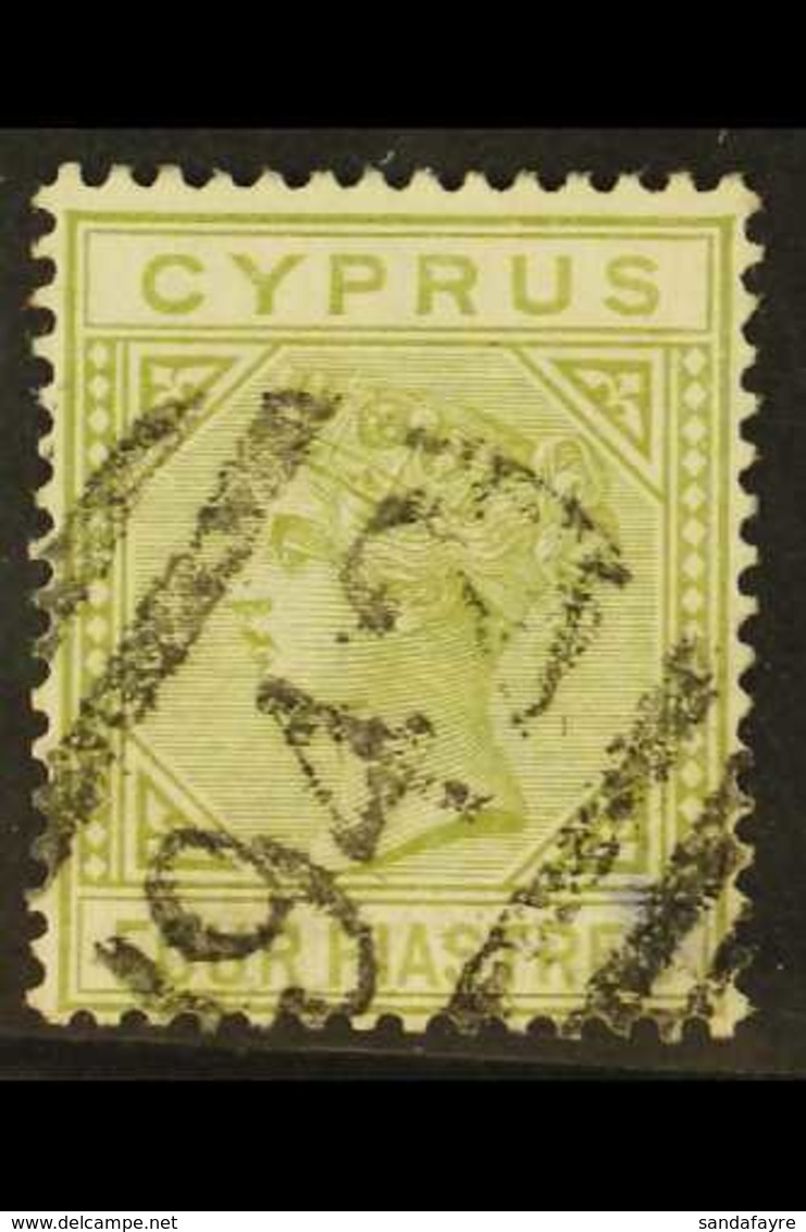 1881 4pi Pale Olive Green, CC Wmk, Die I, SG 14, Fine Used With An Attractive Larnaca "942" Barred Cancel For More Image - Andere & Zonder Classificatie