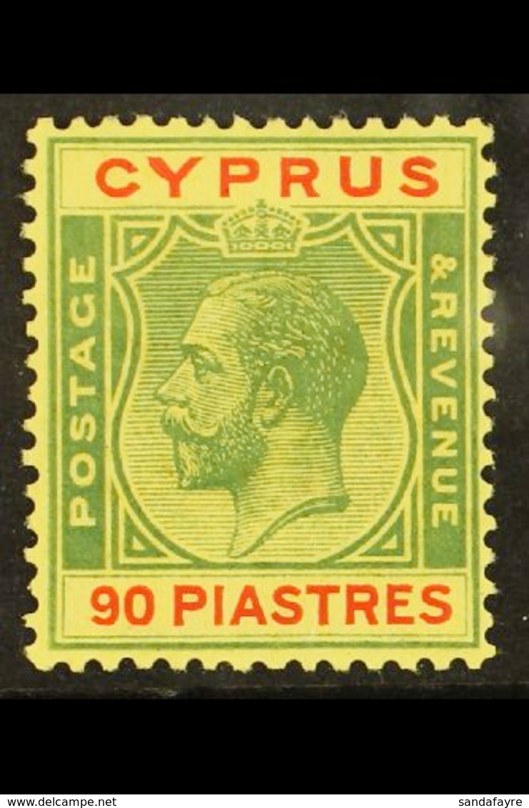 1924-28 90pi Green And Red On Yellow, SG 117, Fine Mint. For More Images, Please Visit Http://www.sandafayre.com/itemdet - Other & Unclassified