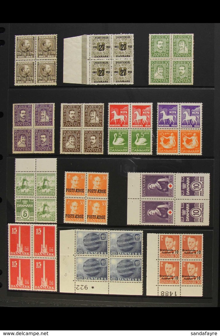 1904-1974 BLOCKS OF 4 COLLECTION A Never Hinged Mint Collection Presented On Stock Pages, Mostly ALL DIFFERENT & Include - Andere & Zonder Classificatie