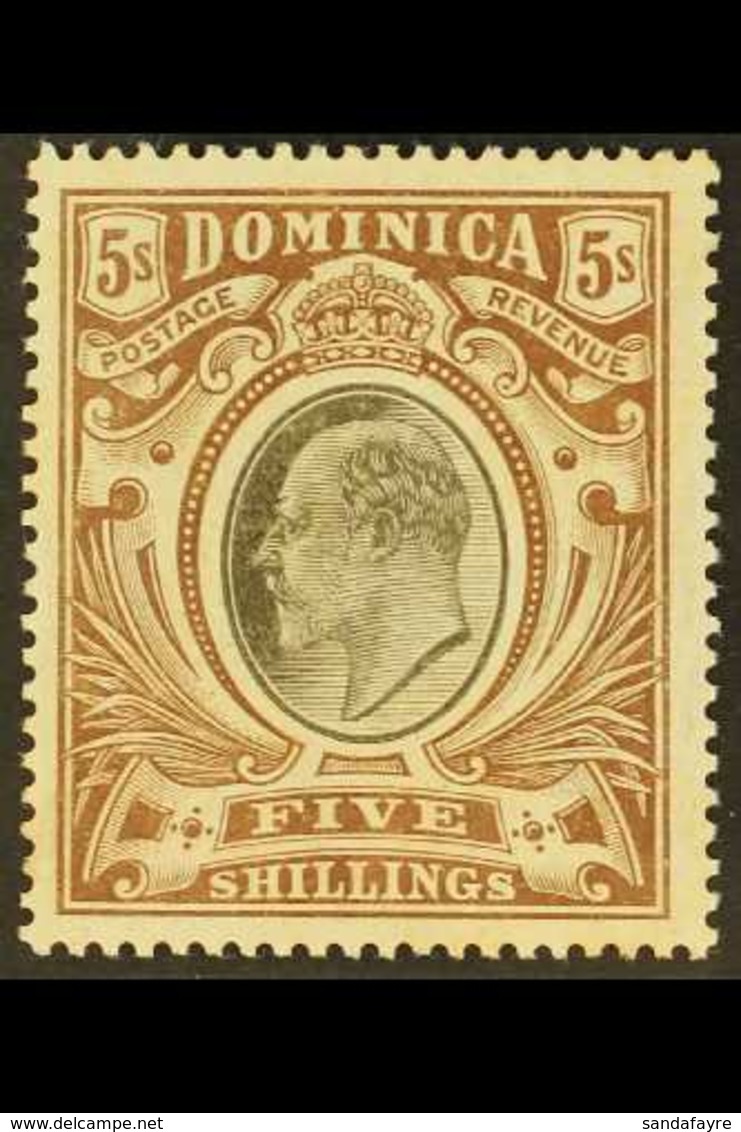 1808 5s Black And Brown, SG 46, Fine Mint. For More Images, Please Visit Http://www.sandafayre.com/itemdetails.aspx?s=61 - Dominica (...-1978)