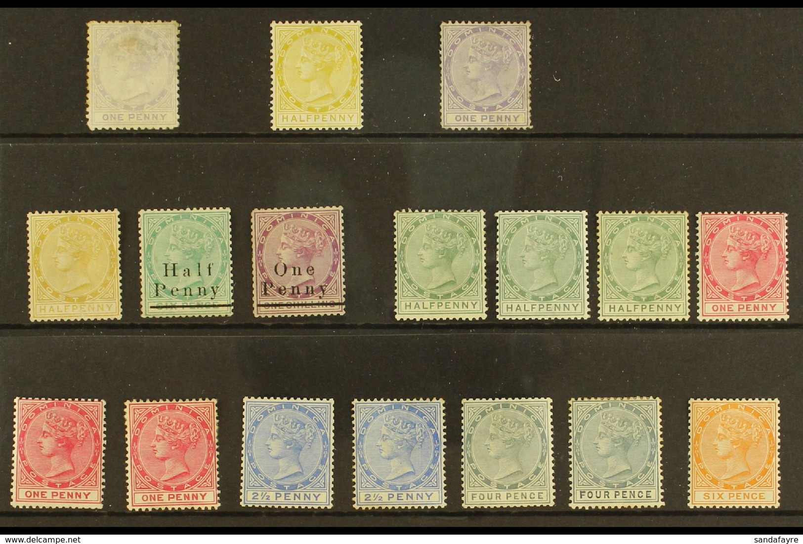 1874-90 QV SELECTION A Small Mint / Unused Group On A Stockcard, Inc 1874 1d, 1877-79 ½d & 1d, 1886 ½d On 6d And 1d On 1 - Dominique (...-1978)