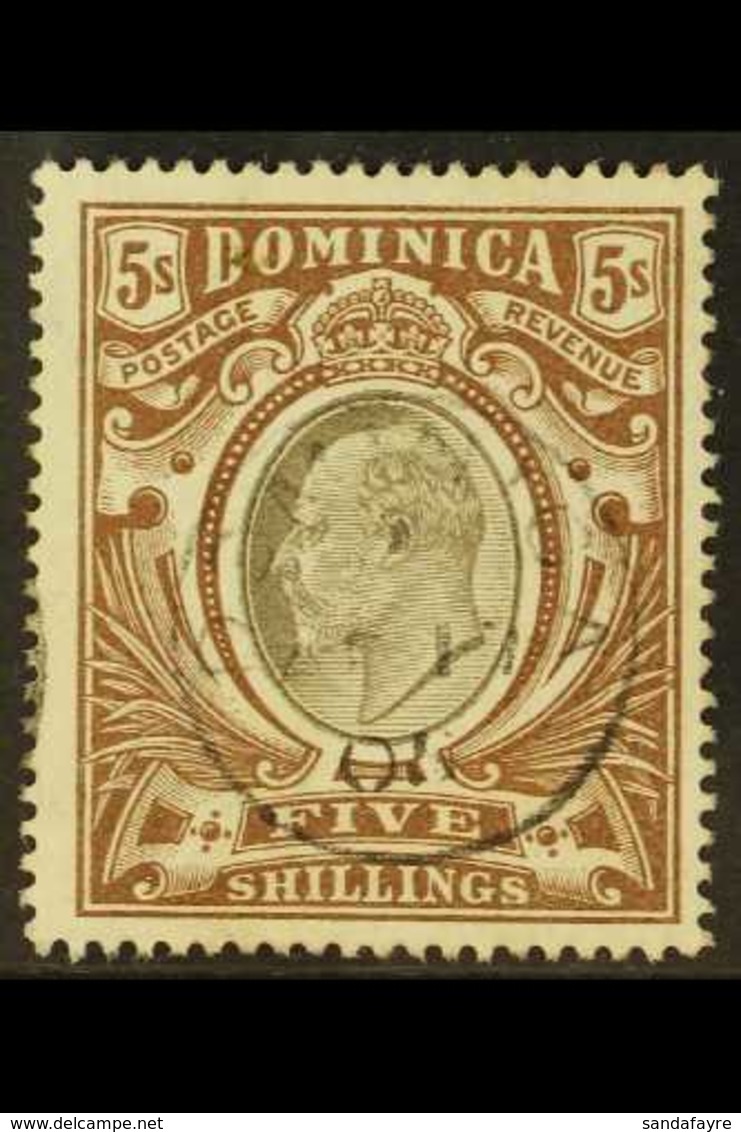 1903-07 5s Black & Brown, CC Wmk, SG 36, Fine Cds Used For More Images, Please Visit Http://www.sandafayre.com/itemdetai - Dominica (...-1978)