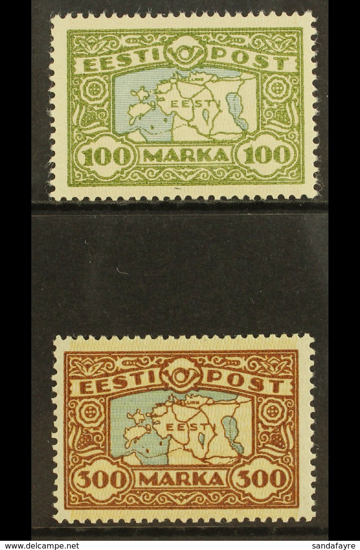 1923-24 Map Complete Set (SG 43/43a, Michel 40 & 54), Very Fine Mint, Fresh. (2 Stamps) For More Images, Please Visit Ht - Estland