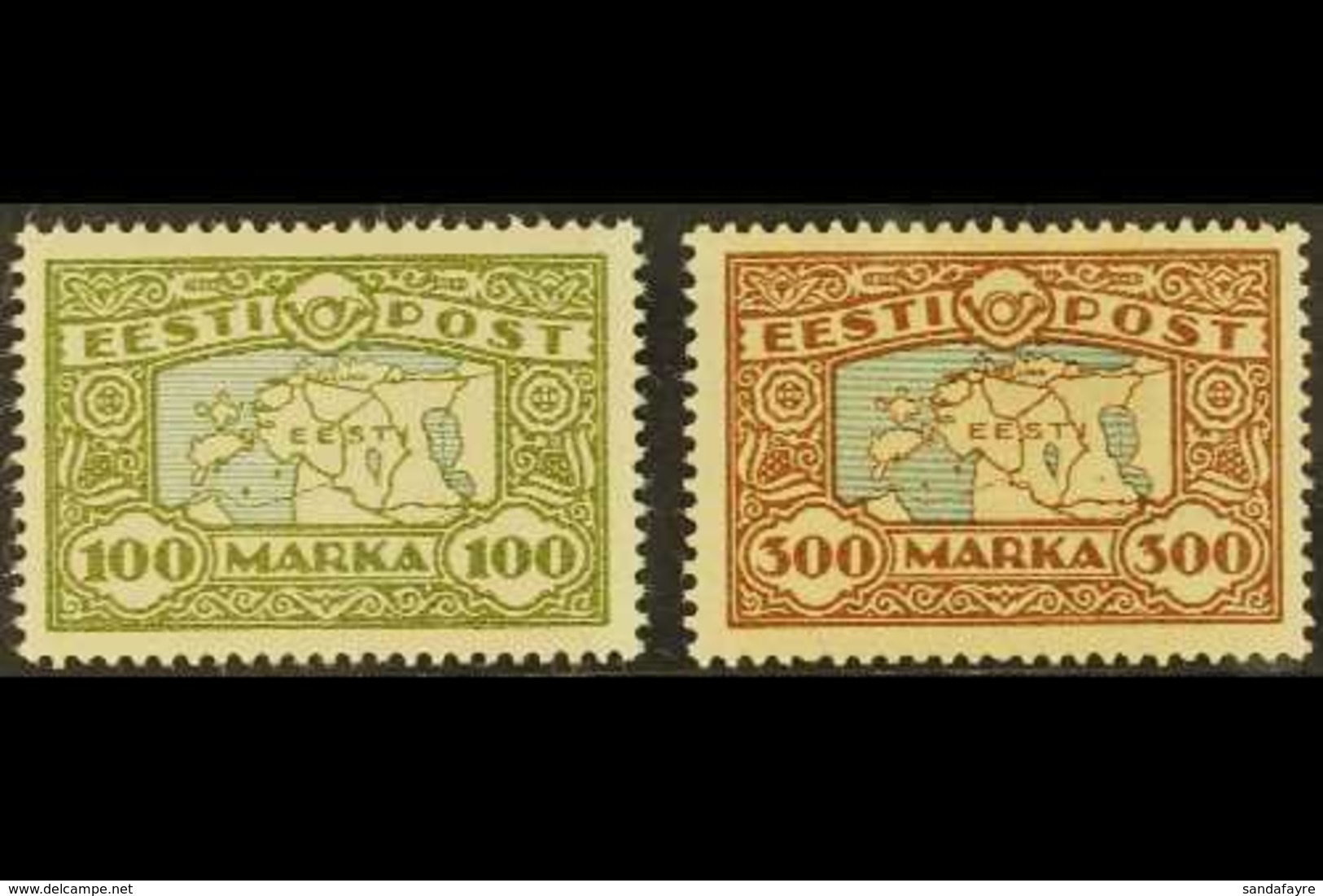 1923-24 Map Complete Set (SG 43/43a, Michel 40 & 54), Very Fine Mint, Very Fresh. (2 Stamps) For More Images, Please Vis - Estland