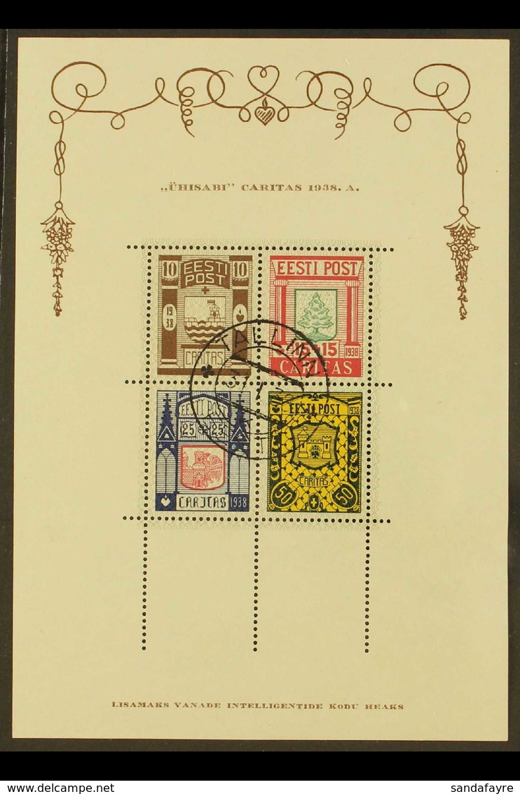 1938 Caritas Mini-sheet (Michel Block 1, SG MS138), Fine Used With Superb Cds Cancel. For More Images, Please Visit Http - Estonia