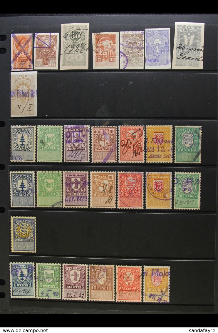 REVENUES DOCUMENTARY 1919-1941 'Tempelmark' Issues All Different Very Fine Mint & Used Collection On Stock Pages, Inc 19 - Estland