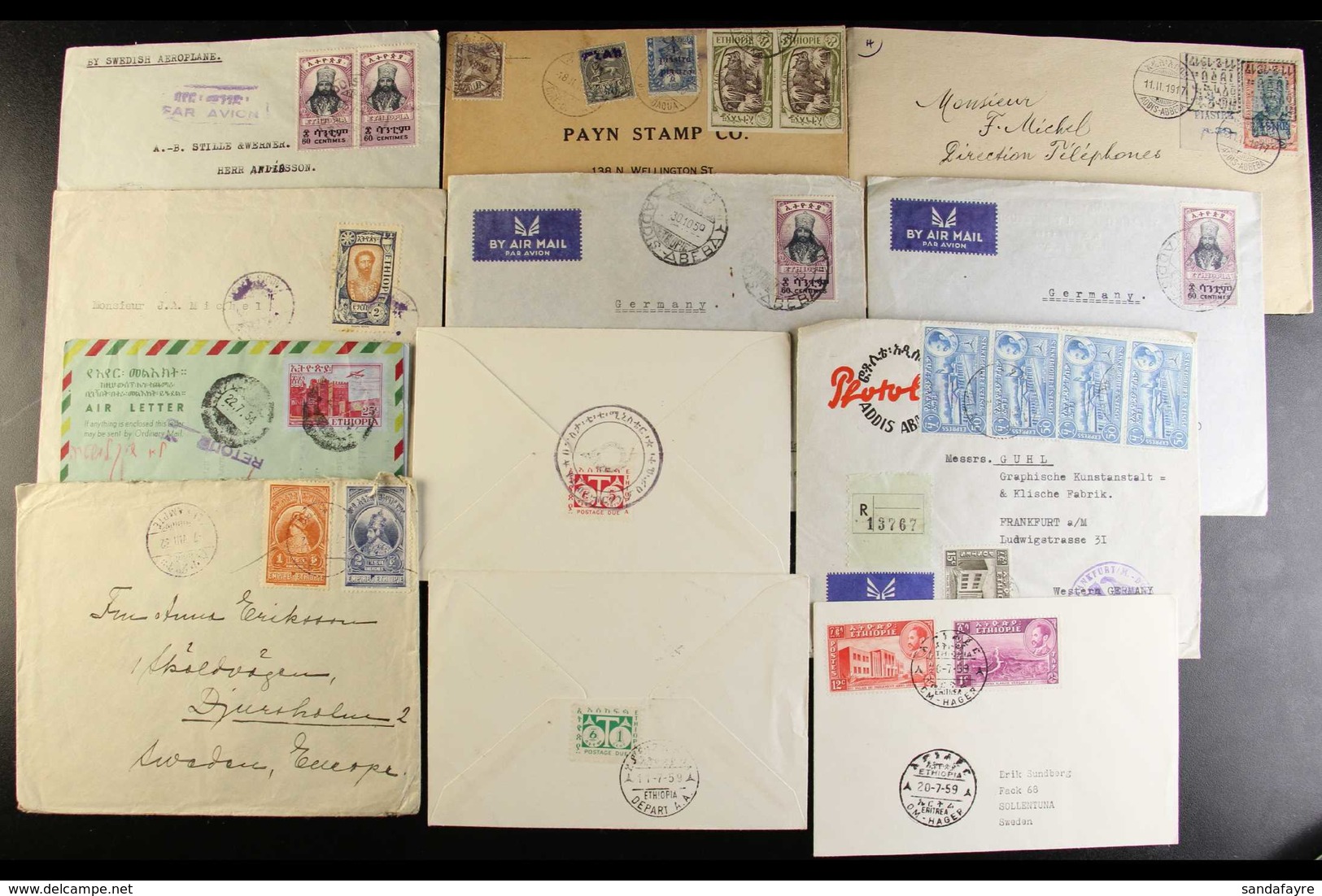 1917 - 1960's COVERS ORIGINAL ACCUMULATION In A Box Containing A Very Interesting Accumulation Of Covers, Chiefly To Swe - Ethiopia