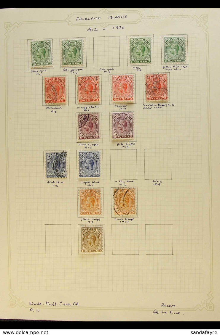 1912 - 1935 OLD TIME GEO V COLLECTION Nice Old Time Collection Of Mint And Used With Additional Interest In Shades And P - Falklandeilanden