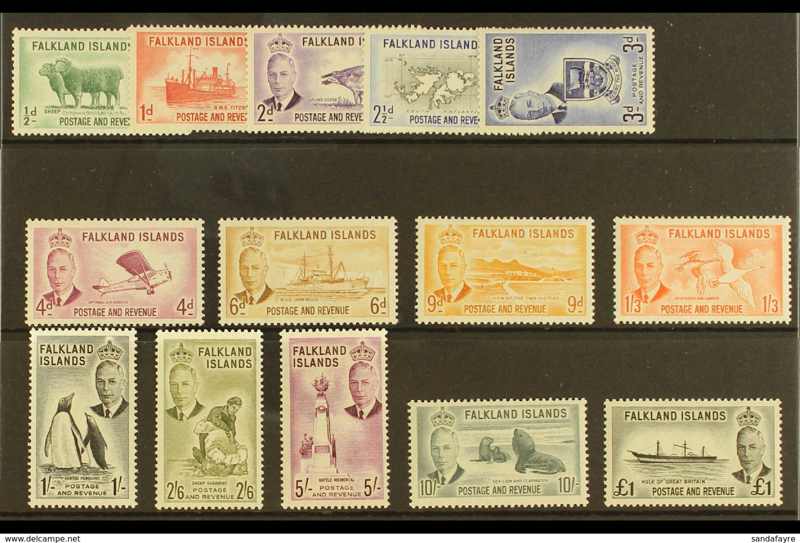 1952 Complete Definitive Set, SG 172/85, Lightly Hinged Very Fine Mint (14 Stamps) For More Images, Please Visit Http:// - Falklandeilanden