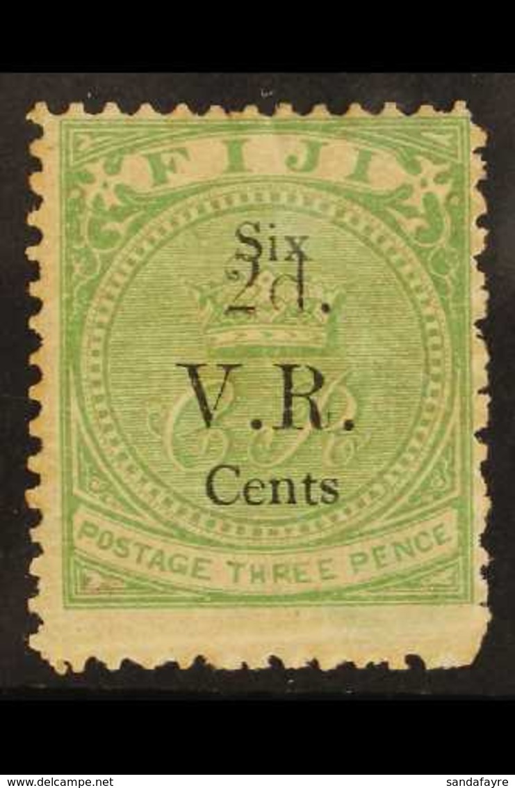 1875 2c On 6c On 3d Green, Surcharge In Black, SG 25, Mint With A Couple Of Tiny Gum Thins, Light Crease Across Base Cle - Fidji (...-1970)