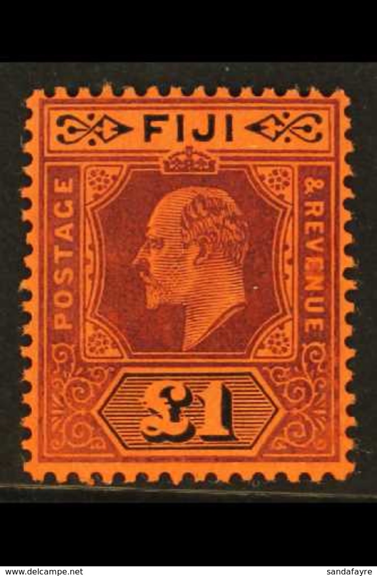 1906-12 £1 Purple And Black On Red, SG 124, Superb Never Hinged Mint. For More Images, Please Visit Http://www.sandafayr - Fiji (...-1970)