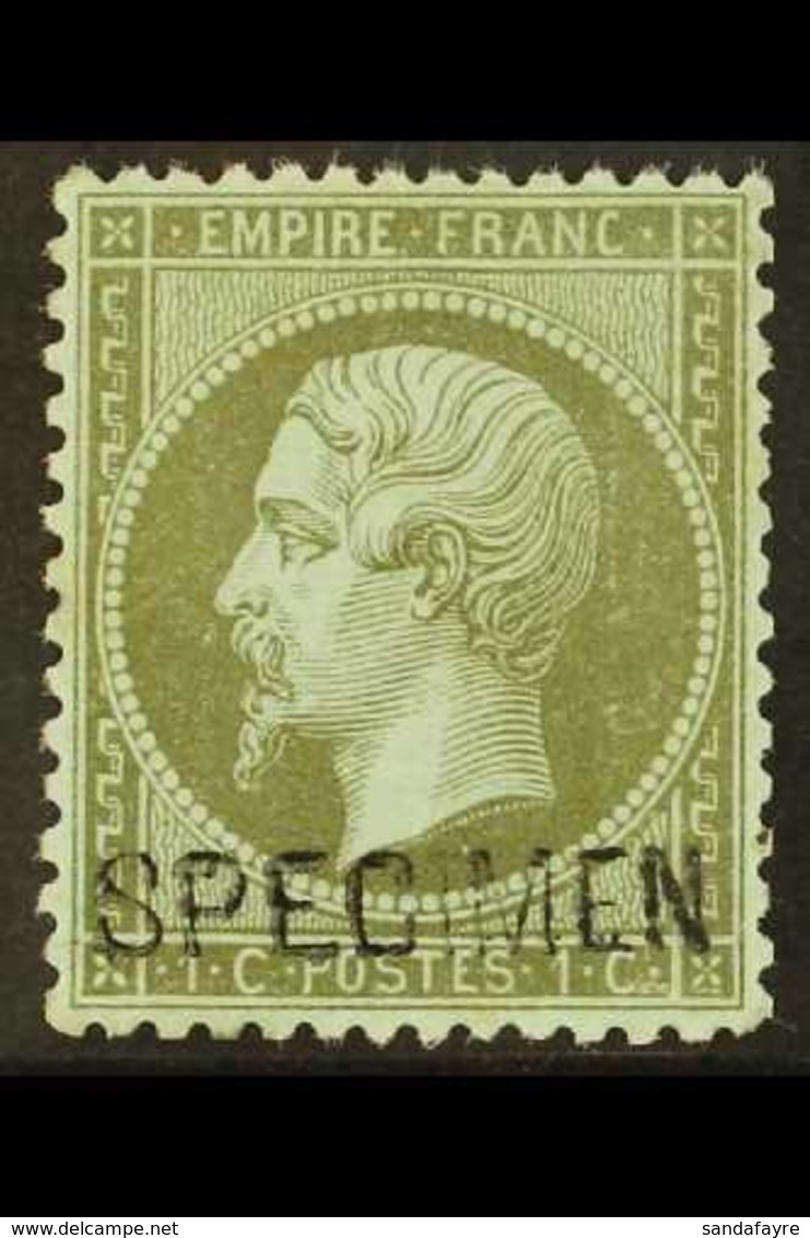 1862 1c Olive-green On Greenish Napoleon III With "SPECIMEN" Overprint (Yvert 19f, Maury 1), Fine Mint, Light Corner Wri - Andere & Zonder Classificatie