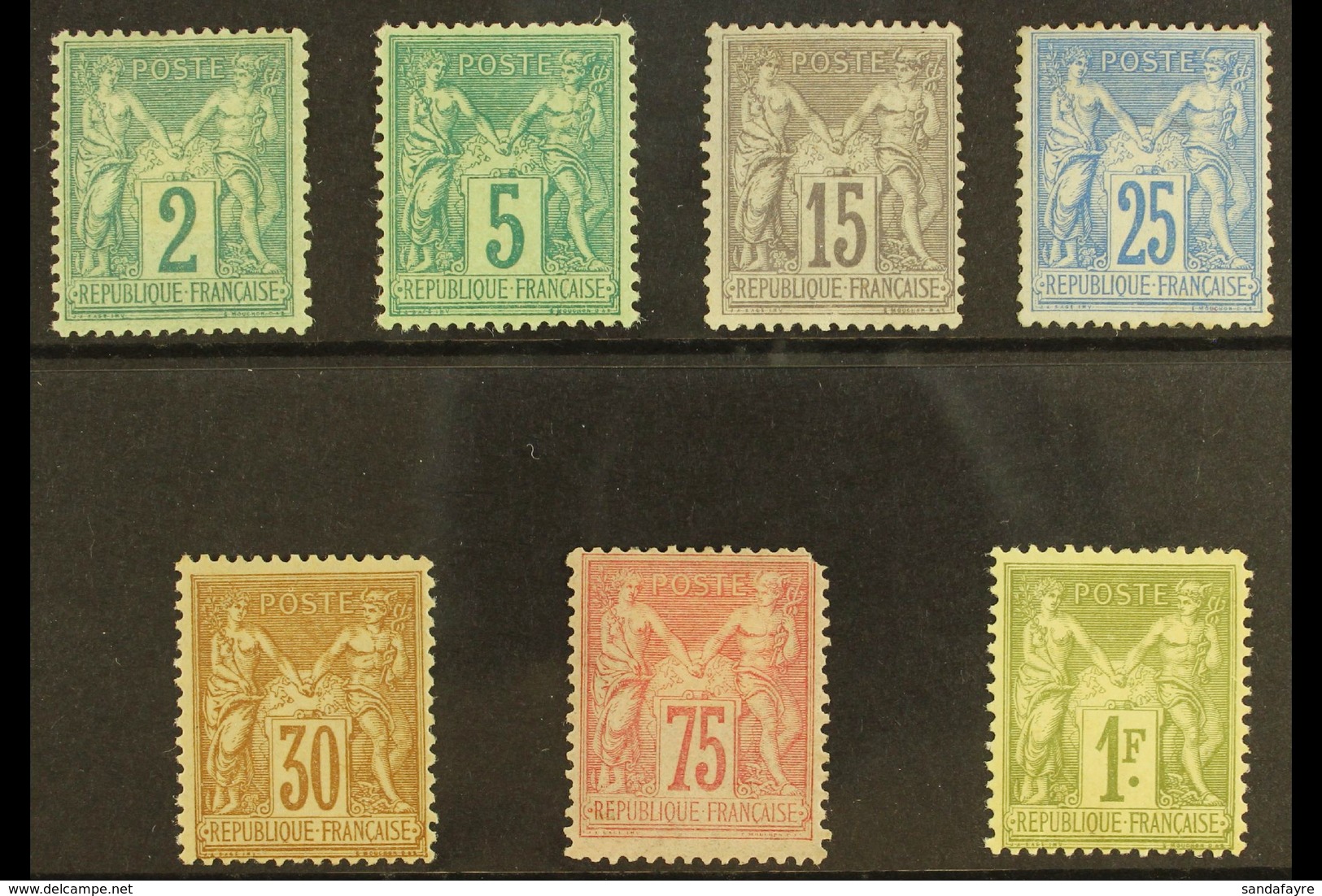 1876 Peace And Commerce Type II ("N" Under "U") 2c Green, 5c Bluish Green, 15c Grey-lilac, 25c Ultramarine, 30c Yellow-  - Andere & Zonder Classificatie