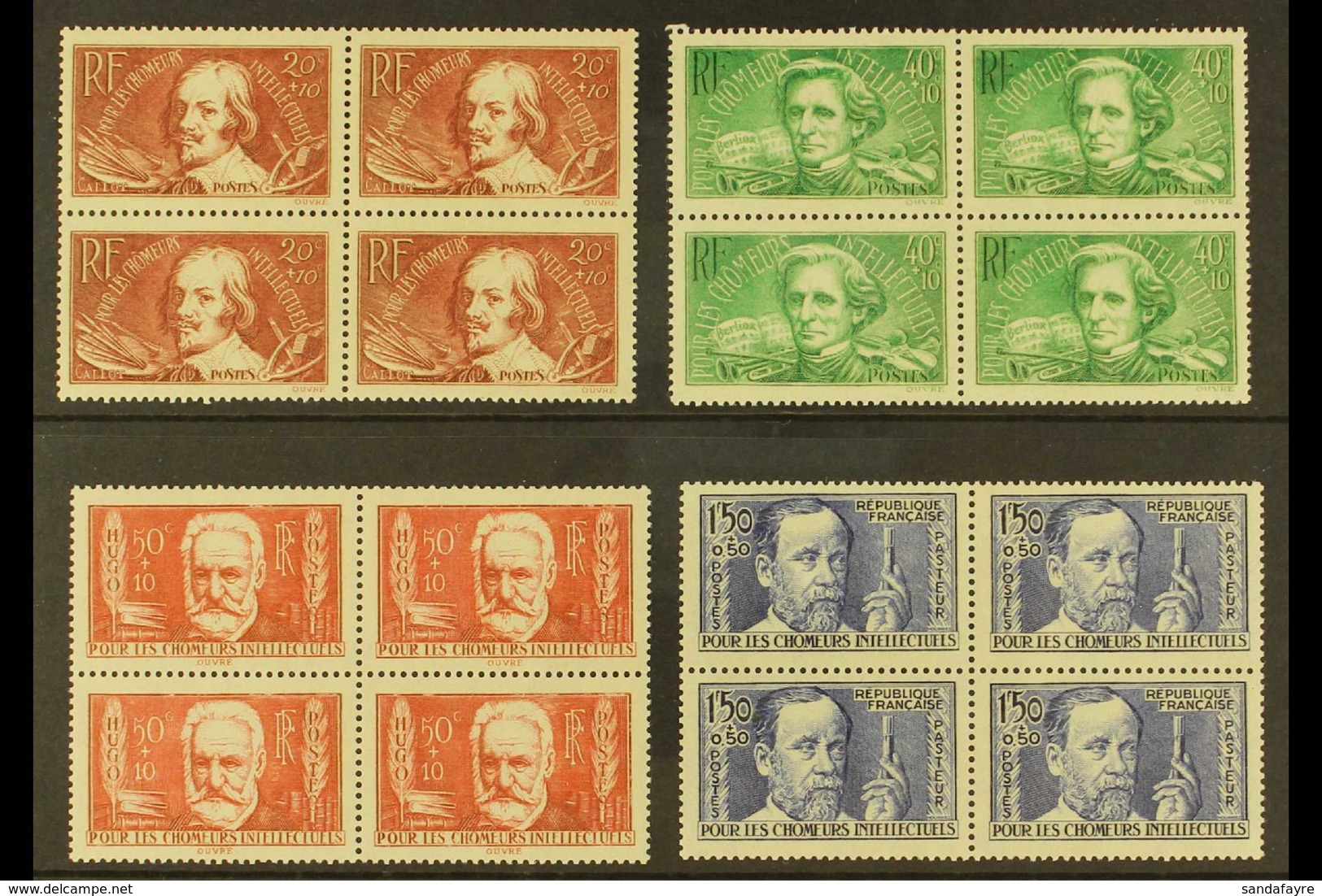 1936 Intellectuals Set, Yv 330/333, Never Hinged Mint Blocks Of 4. Lovely (16 Stamps) For More Images, Please Visit Http - Andere & Zonder Classificatie