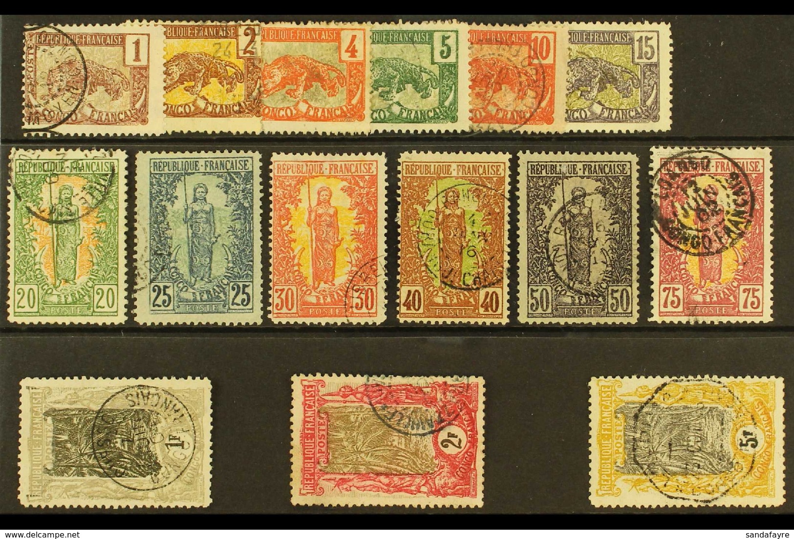 CONGO 1900-04 Pictorial Set, Yv 27/41, Fine Used (15 Stamps) For More Images, Please Visit Http://www.sandafayre.com/ite - Other & Unclassified