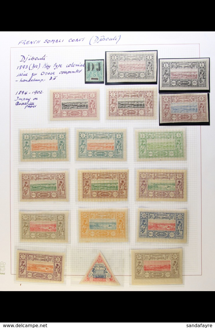 DJIBOUTI 1894-1903 FINE MINT COLLECTION In Hingeless Mounts On A Two-sided Page, Inc 1894 5c "DJ" Opt (small Part Gum),  - Otros & Sin Clasificación