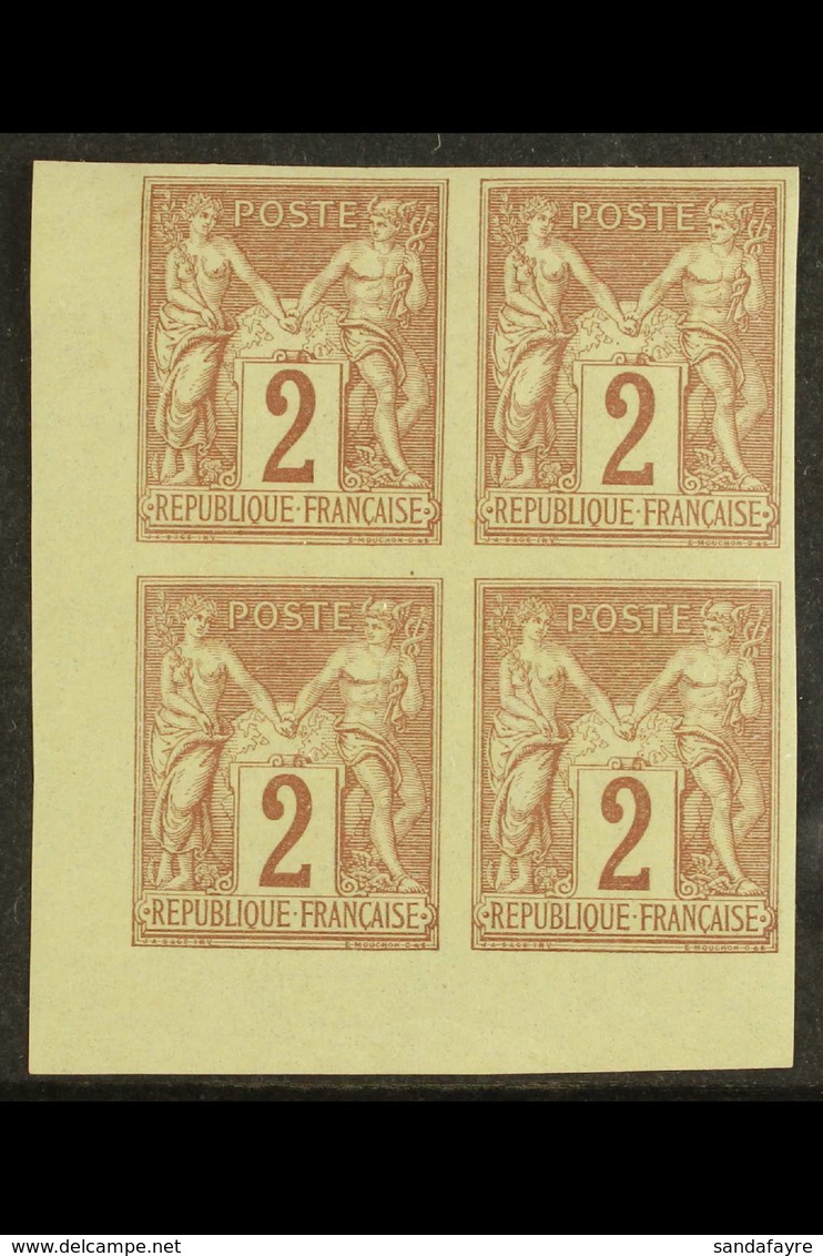 GENERAL COLONIES 1878-80 2c Brown & Buff, Corner Imperf Block Of 4, Yv 38, With Clear Margins, Fine Mint (1 Block Of 4)  - Andere & Zonder Classificatie