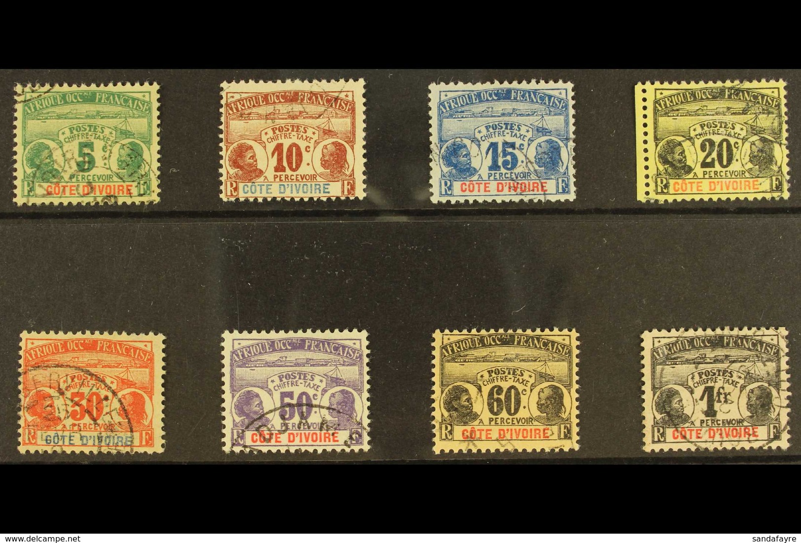 IVORY COAST POSTAGE DUE 1906-07 Complete Set (Yvert 1/8, SG D38/45) Very Fine Used. (8 Stamps) For More Images, Please V - Sonstige & Ohne Zuordnung
