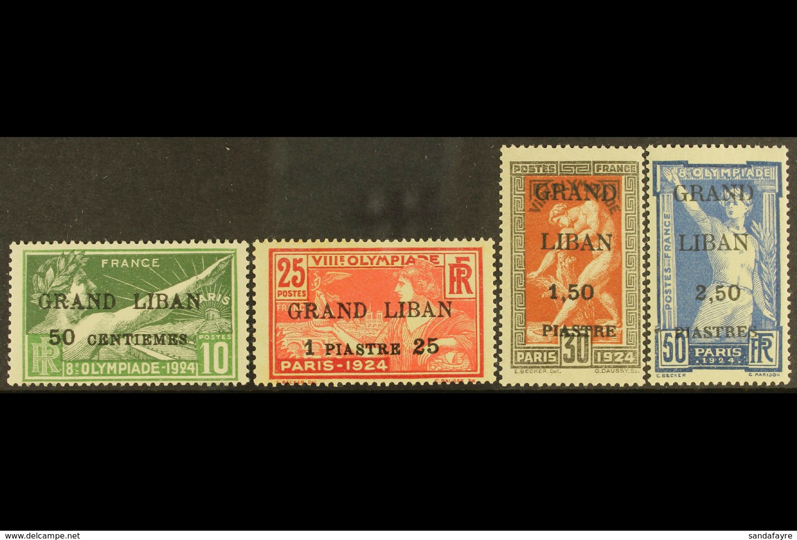 LEBANON 1924 "GRAND LIBAN" Surcharges On Olympic Games Complete Set (Yvert 18/21, SG 18/21), Superb Never Hinged Mint, V - Andere & Zonder Classificatie