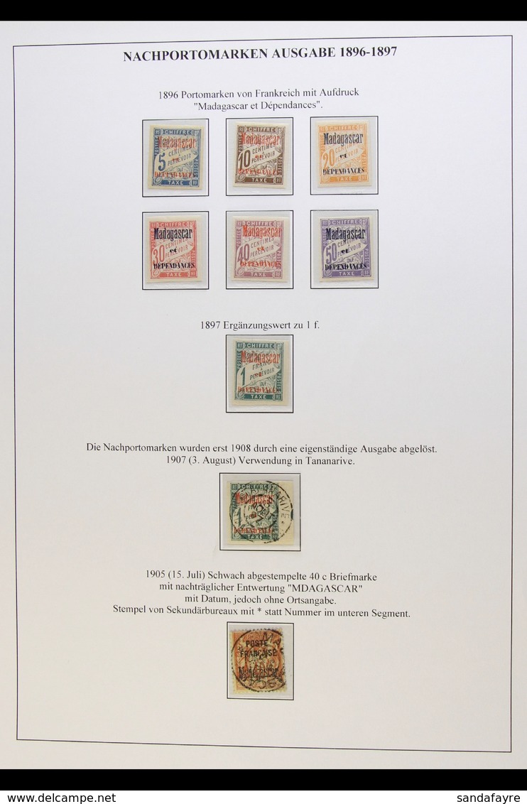 MADAGASCAR 1896-1947 MINT POSTAGE DUES COLLECTION - Complete For Mint Sets & Issues, Yvert 1/40, Also Includes 1896 1fr  - Sonstige & Ohne Zuordnung