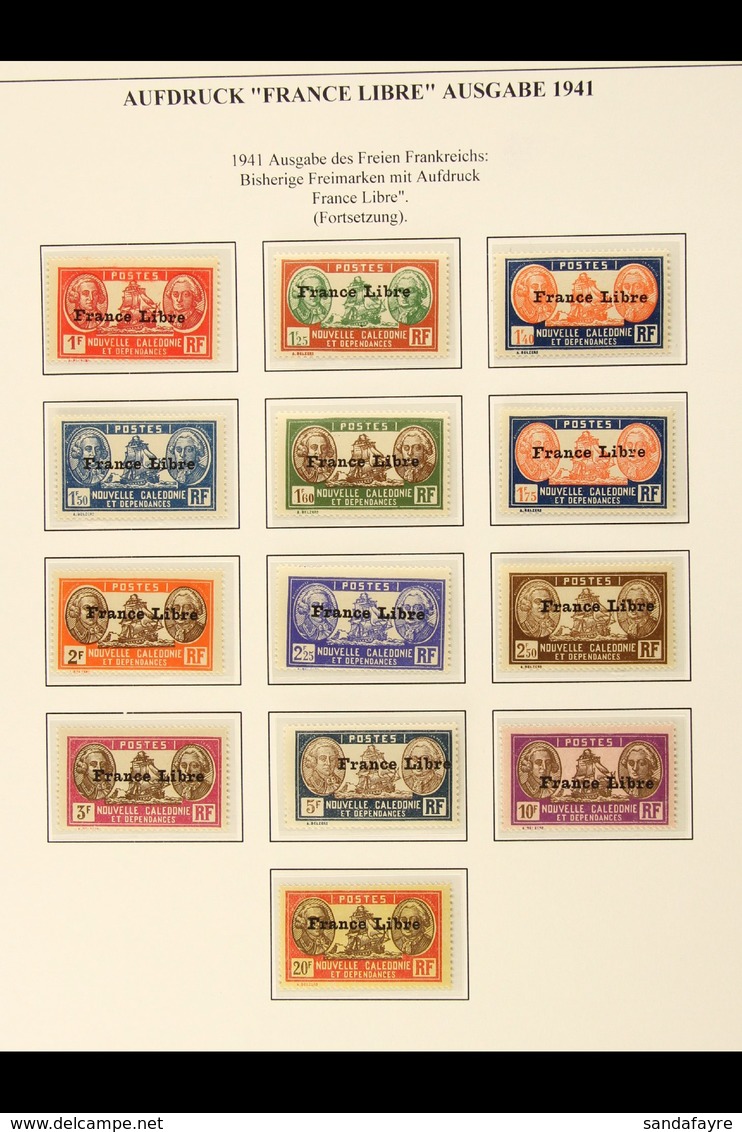 NEW CALEDONIA 1941 "France Libre" Overprinted Complete Set (Yvert 195/29, SG 232/66) Never Hinged Mint, Some Values With - Sonstige & Ohne Zuordnung