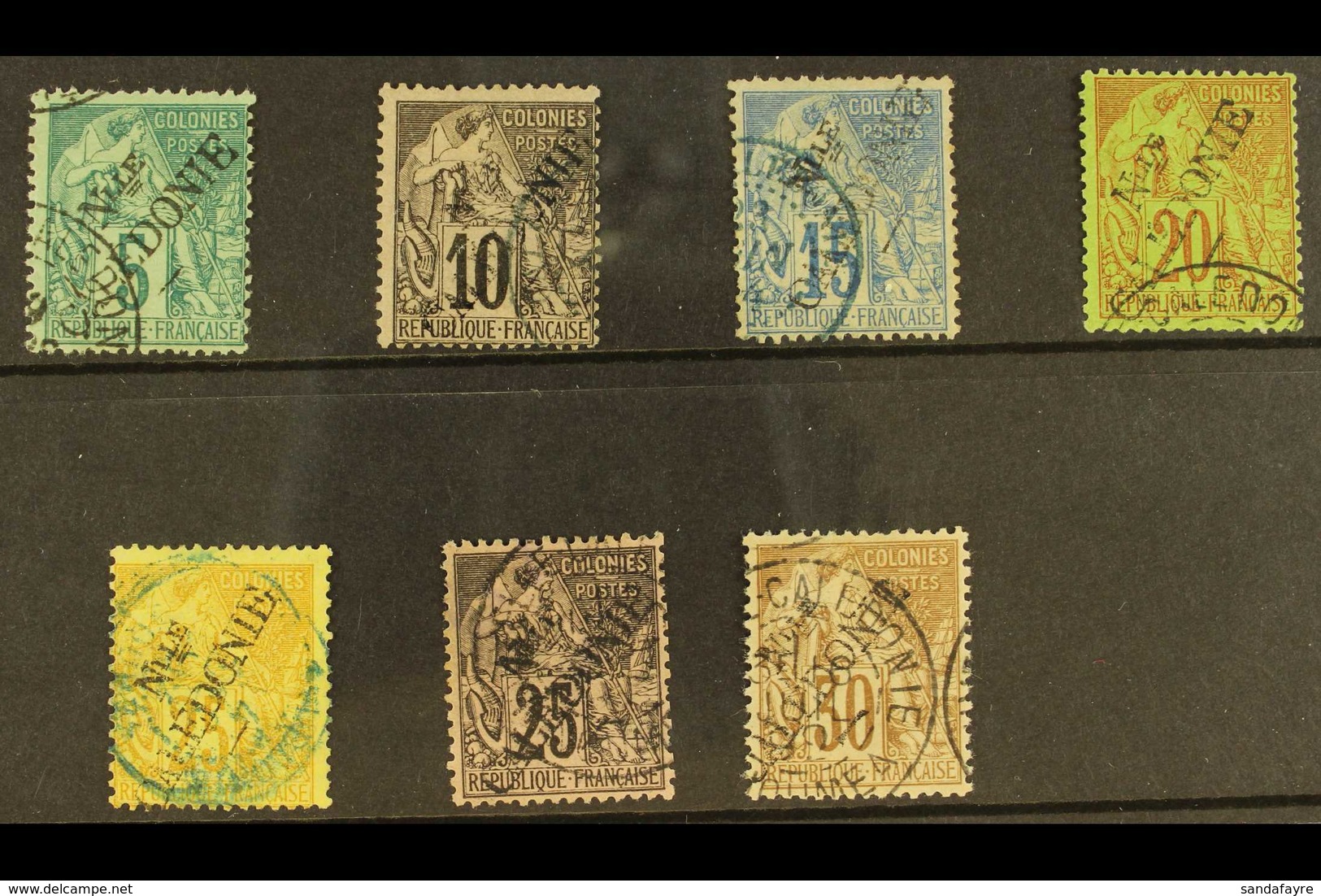 NEW CALEDONIA 1892 (overprints On Perf Stamps Of 1881) Set To 30c, Yvert 24/30 (SG 20/26), Very Fine Used. (7 Stamps) Fo - Andere & Zonder Classificatie